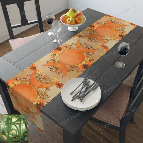 Fall Mabon Samhain Table Runner Witch Wicca Pagan Triple Moon Altar Display Decoration 16’’ ×