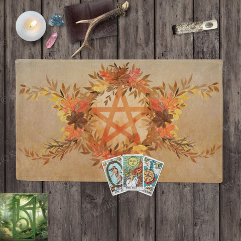 Altar Cloth Tarot Fall Leaves Pentacle Rec