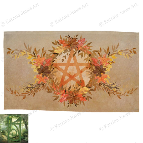 Altar Cloth Tarot Fall Leaves Pentacle Rec