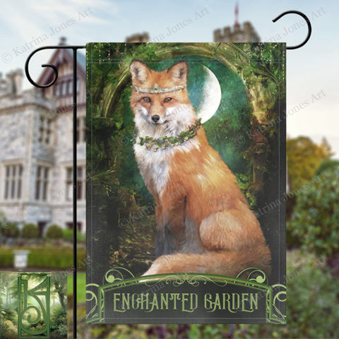 Fancy Mythic Fox Enchanted Garden Flag - Mythology Lover Gift