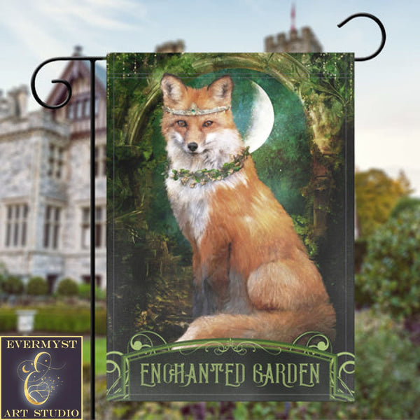 Fancy Mythic Fox Enchanted Garden Flag - Mythology Lover Gift