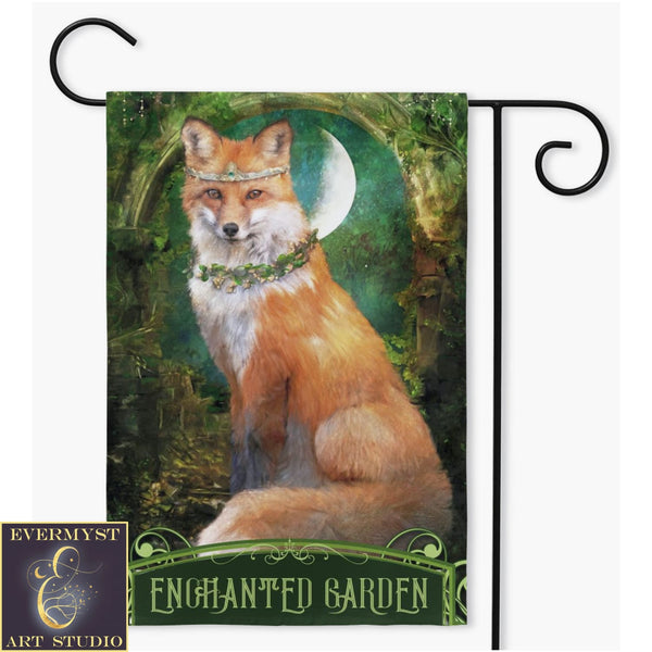 Fancy Mythic Fox Enchanted Garden Flag - Mythology Lover Gift