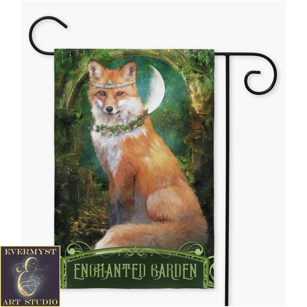 Fancy Mythic Fox Enchanted Garden Flag - Mythology Lover Gift