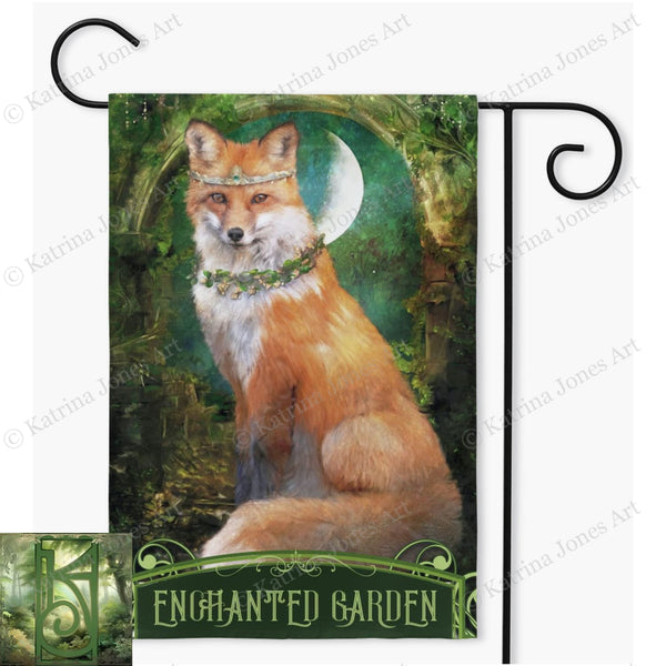Fancy Mythic Fox Enchanted Garden Flag - Mythology Lover Gift