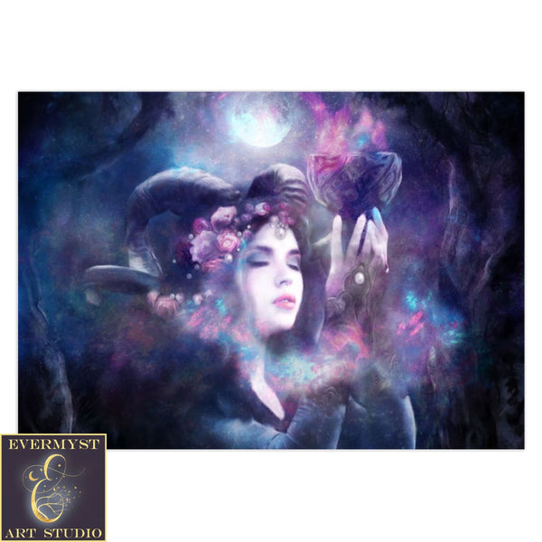 Fantasy Horned Goddess Greeting Card Mythic Mystical Magic Blank Notecard 10 Cards