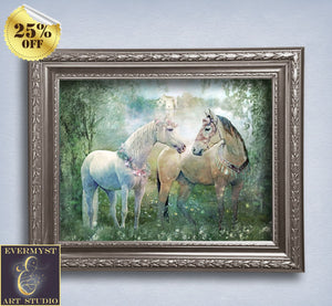 Fantasy Horse Art Print - Fairy Tale Nursery Painting
