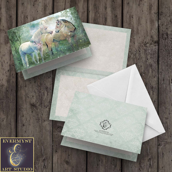 Fantasy Horse Greeting Card Artistic Fairy Tale Horses Wedding Love Romantic Blank Notecards