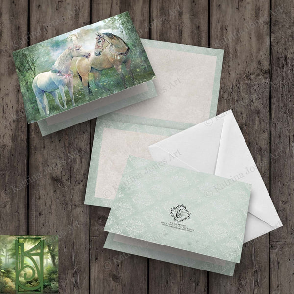 Fantasy Horse Greeting Card Artistic Fairy Tale Horses Wedding Love Romantic Blank Notecards