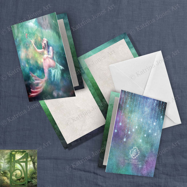 Fantasy Mermaid Greeting Card Artistic Mythic Realistic Feminine Blank Notecard
