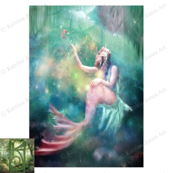 Fantasy Mermaid Greeting Card Artistic Mythic Realistic Feminine Blank Notecard 1
