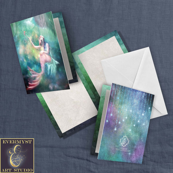 Fantasy Mermaid Greeting Card Artistic Mythic Realistic Feminine Blank Notecard