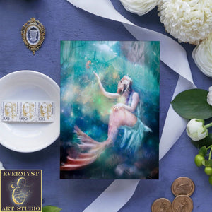 Fantasy Mermaid Greeting Card Artistic Mythic Realistic Feminine Blank Notecard