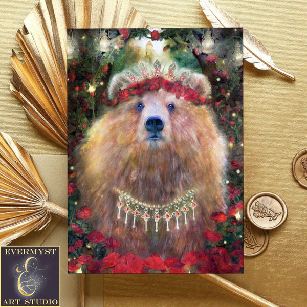 Fantasy Mythic Bear Greeting Card Fairy Tale Blank Notecards