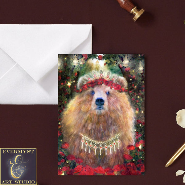 Fantasy Mythic Bear Greeting Card Fairy Tale Blank Notecards