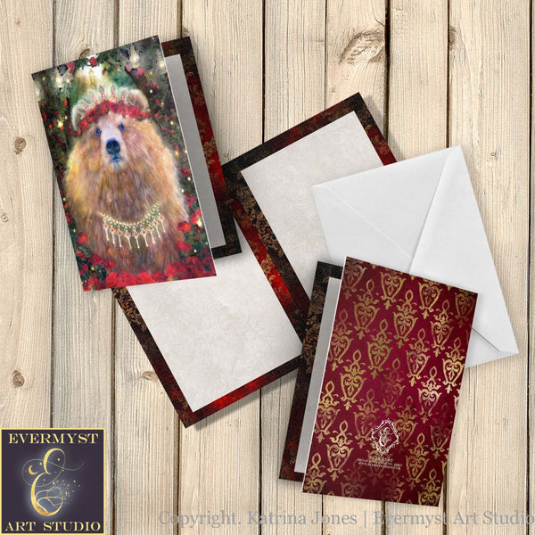 Fantasy Mythic Bear Greeting Card Fairy Tale Blank Notecards