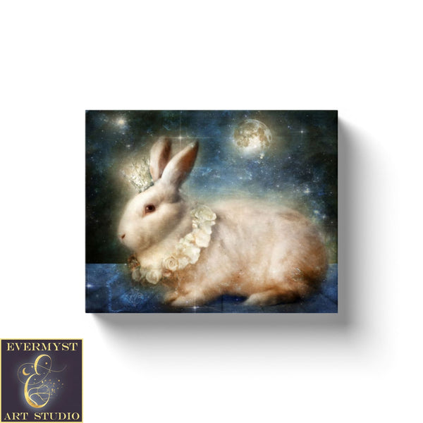 Mythic Moon Hare Art Print - Fantasy Rabbit Painting For Easter Ostara Decor 8 X 10 Canvas