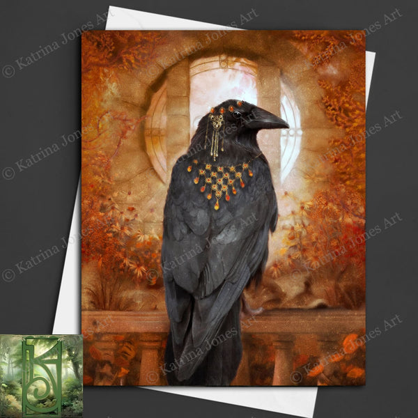 Fantasy Raven Greeting Card Crow Bird Enchanted Magic Witchy Blank Notecard
