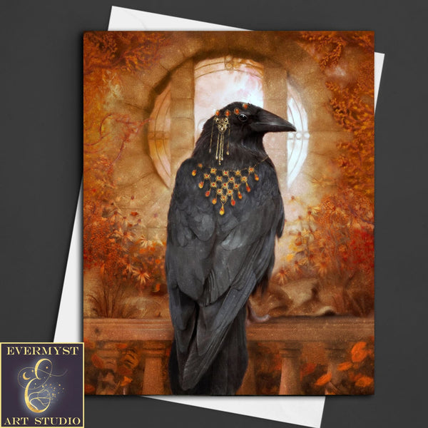 Fantasy Raven Greeting Card Crow Bird Enchanted Magic Witchy Blank Notecard