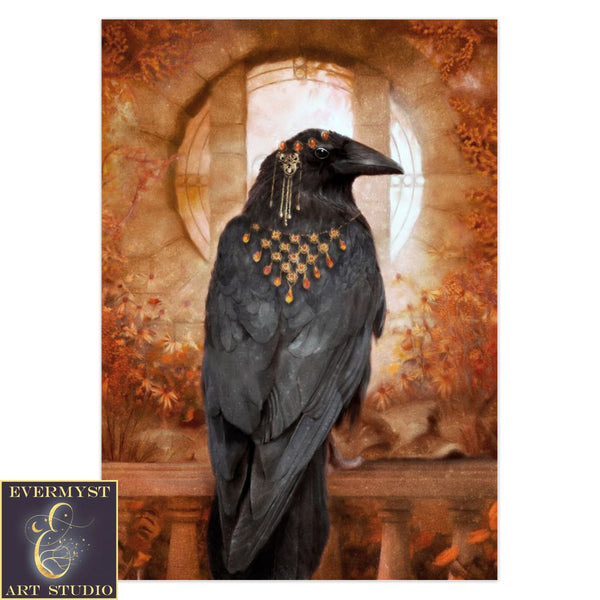 Fantasy Raven Greeting Card Crow Bird Enchanted Magic Witchy Blank Notecard 1