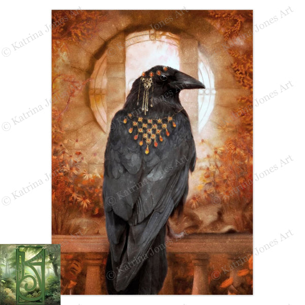 Fantasy Raven Greeting Card Crow Bird Enchanted Magic Witchy Blank Notecard 1