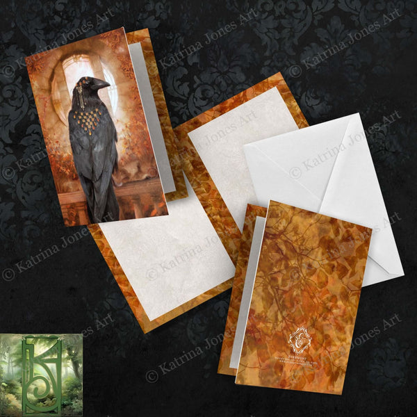 Fantasy Raven Greeting Card Crow Bird Enchanted Magic Witchy Blank Notecard