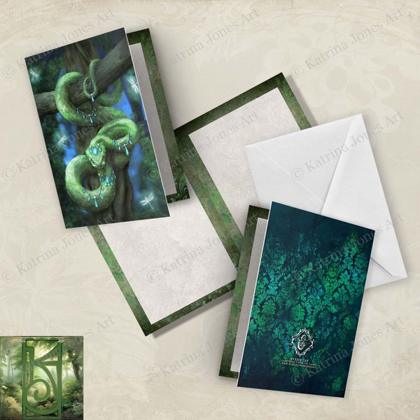 Fantasy Snake Greeting Card Mythic Magical Enchanted Artistic Blank Notecard