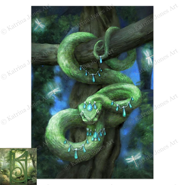 Fantasy Snake Greeting Card Mythic Magical Enchanted Artistic Blank Notecard 1