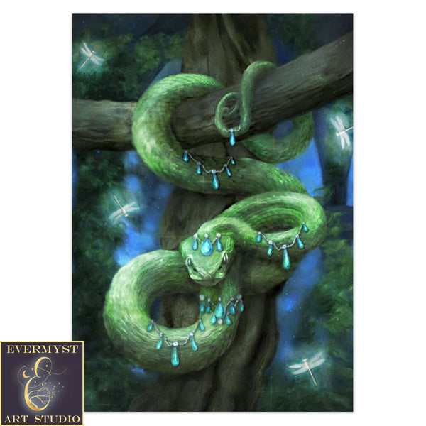 Fantasy Snake Greeting Card Mythic Magical Enchanted Artistic Blank Notecard 1