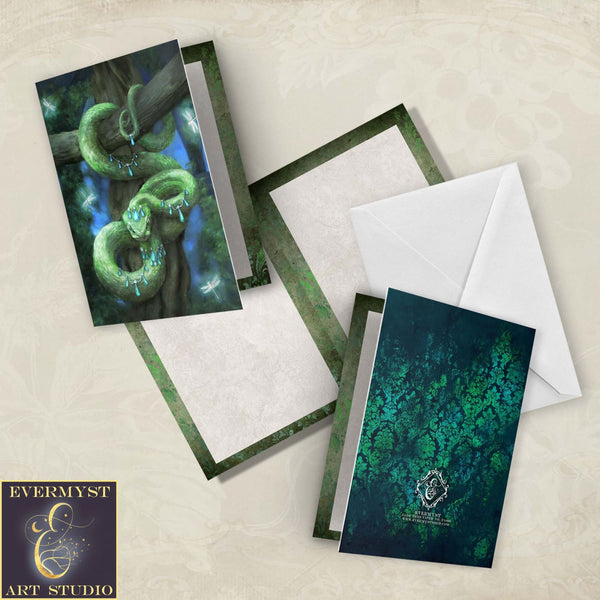 Fantasy Snake Greeting Card Mythic Magical Enchanted Artistic Blank Notecard