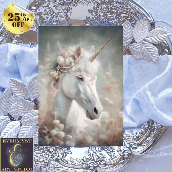 Fantasy Unicorn Greeting Card Mythic Meadow Blank Notecards Stationary