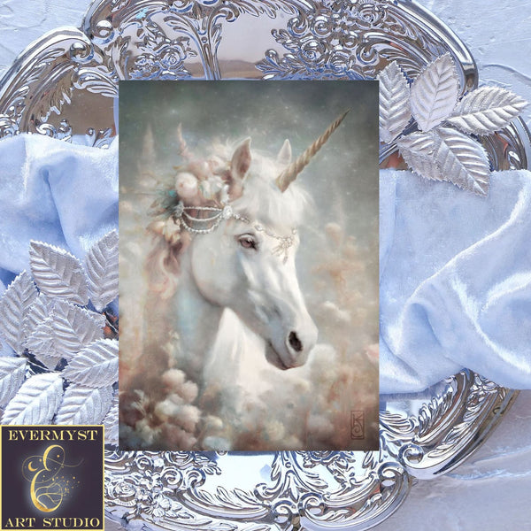 Fantasy Unicorn Greeting Card Mythic Meadow Blank Notecards Stationary