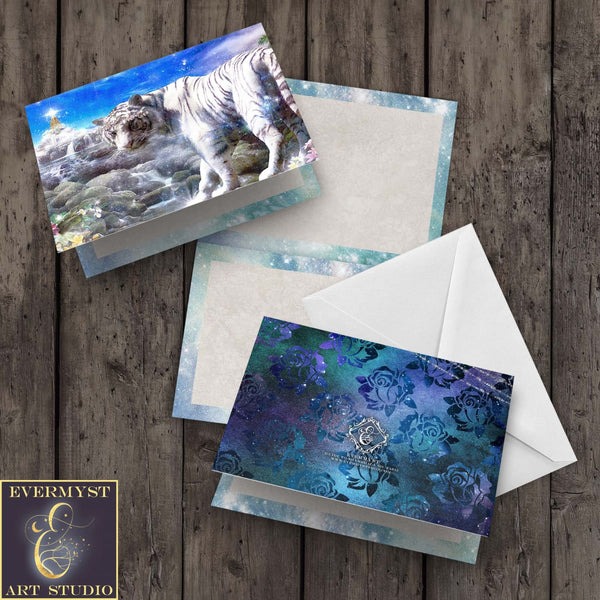 Fantasy White Tiger Greeting Card Mythic