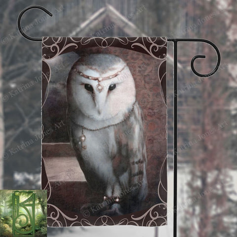Fantasy Woodland Owl Garden Flag