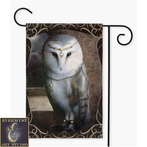 Fantasy Woodland Owl Garden Flag