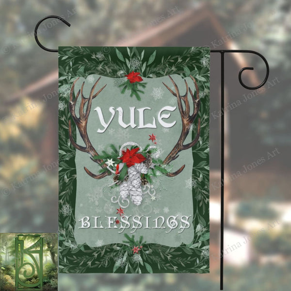 Festive Yule Garden Flag Winter Solstice