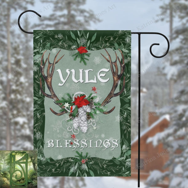 Festive Yule Garden Flag Winter Solstice