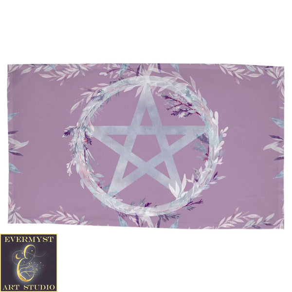 Floral Pentacle Witch Altar Cloth Purple Tarot Reading Mat Rec