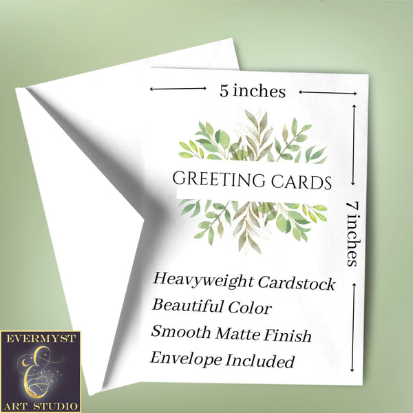 Floral Triple Moon Folded Blank Greeting Cards Wicca Pagan Witch Decor Witchy Card