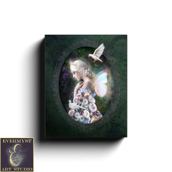 Flower Fairy Art Painting - Mythical Faerie Fantasy Wall 8 X 10 Canvas