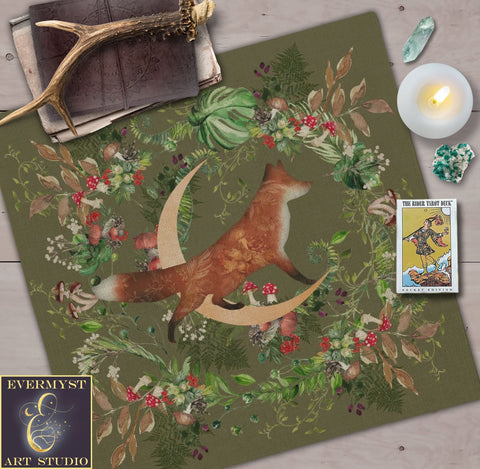 Forest Fox Altar Cloth - Summer Solstice Decoration Square