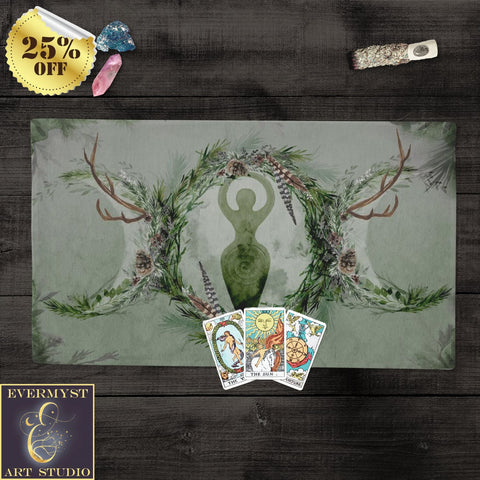 Forest Goddess Altar Cloth Wicca Witch Earth Nature Tarot Mat Rec