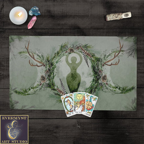 Forest Goddess Altar Cloth Wicca Witch Earth Nature Tarot Mat Rec