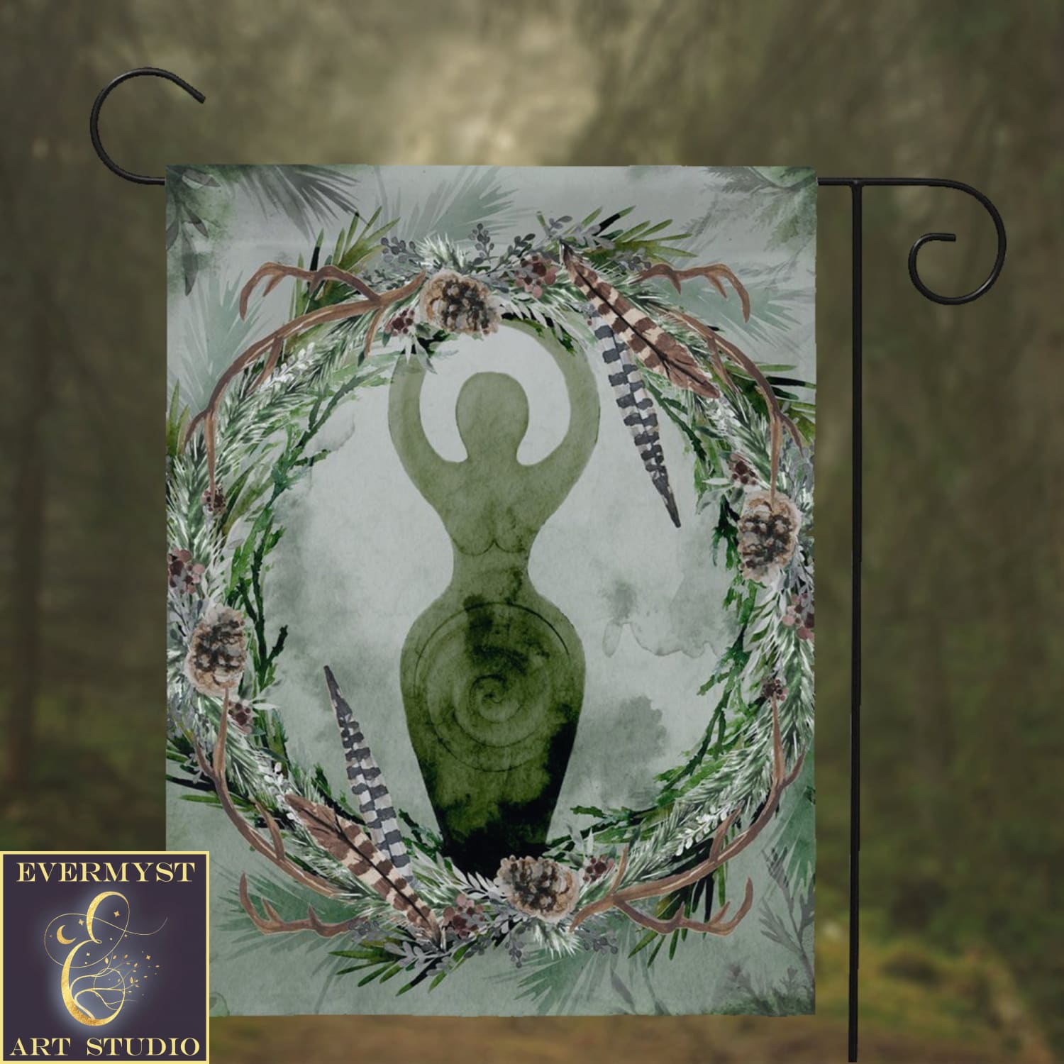 Forest Goddess Garden Flag Witch Pagan Wicca Decor