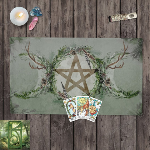 Woodland Pentacle Altar Cloth - Perfect For Witch Wicca Pagan And Tarot Cotton Twill Rec
