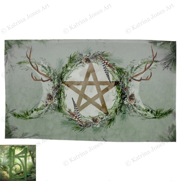 Woodland Pentacle Altar Cloth - Perfect For Witch Wicca Pagan And Tarot Rec
