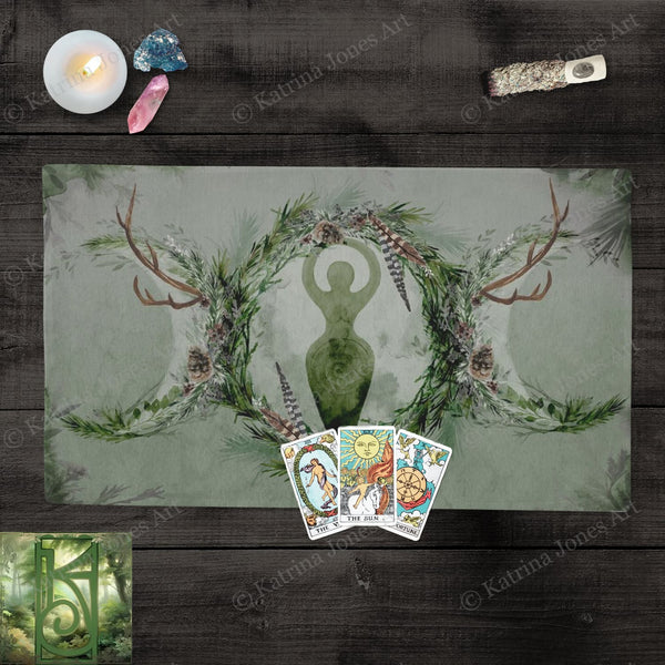 Forest Goddess Altar Cloth Wicca Witch Earth Nature Tarot Mat Rec