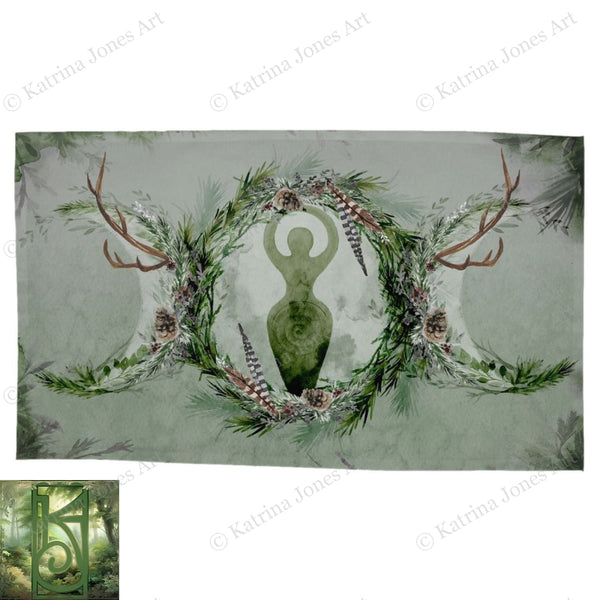 Forest Goddess Altar Cloth Wicca Witch Earth Nature Tarot Mat Rec