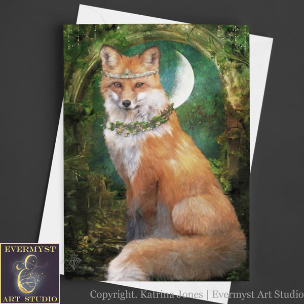 Fox Greeting Card Fine Art Blank 5 X 7 Fantasy Animal Totem