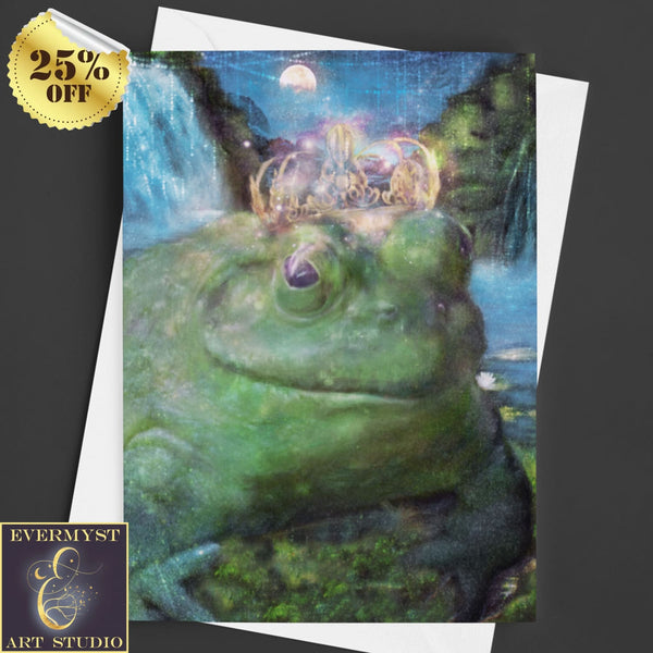 Frog Prince Greeting Card Fairy Tale Whimsical Blank Notecard