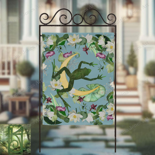 a picture of a frog on a blue background